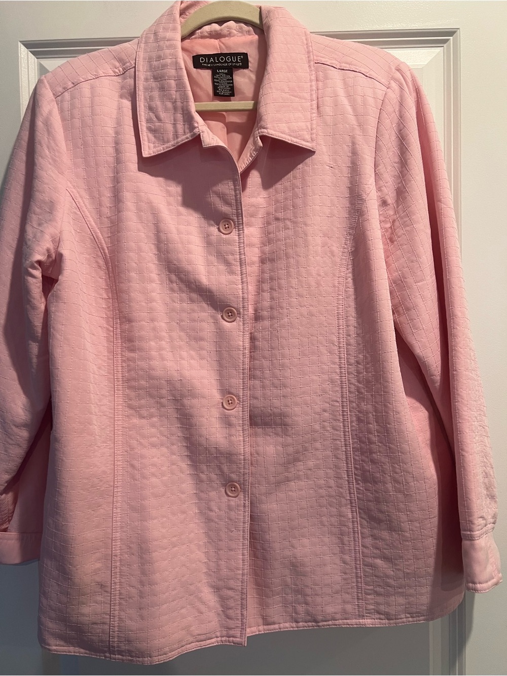 Dialogue Light Pink Quilted Button-Front Shirt Jacket